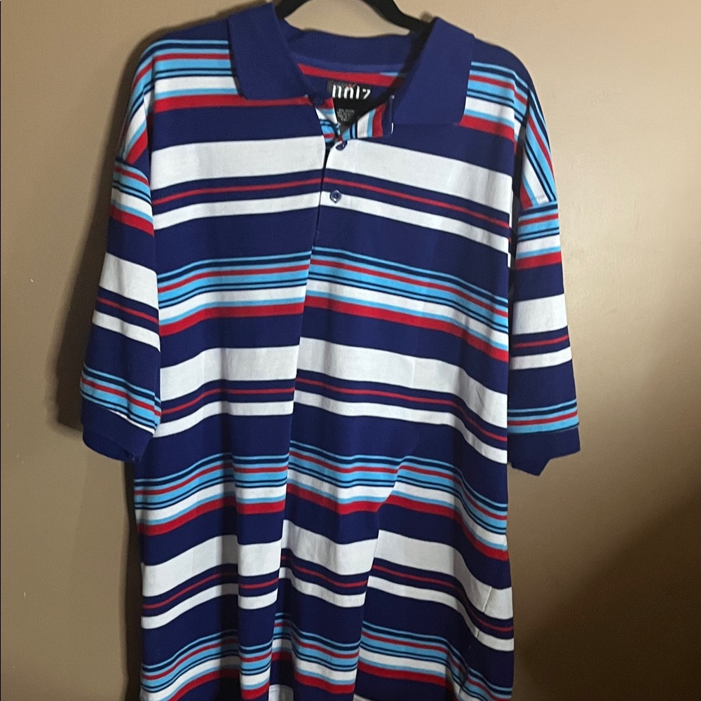 😄Big & tall striped golf polo collar shirt